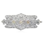 A Diamond Plaque Broochthe rectangular pierced and openwork plaque set throughout with old cut and