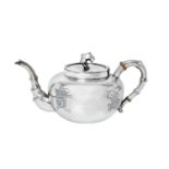 A Chinese Export Silver Teapot, Artisan Workshop Mark of Ning Zhao Ji, Canton and Hong Kong, Circa