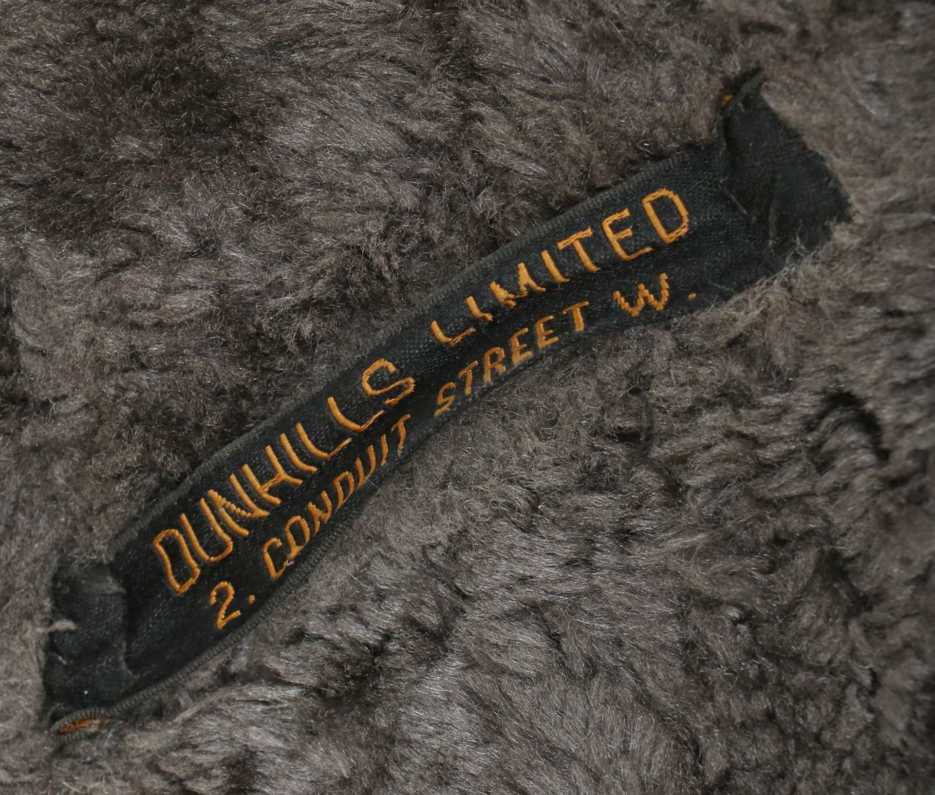 A Black and Brown Leather Driving Coat, Dunhills Ltd, 2 Conduit Street, London, with fur lining, - Bild 3 aus 11