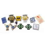 Ten Assorted Card Badges, to include: 1930's RAC Members Badge, Two Chromed AA Members Badges and