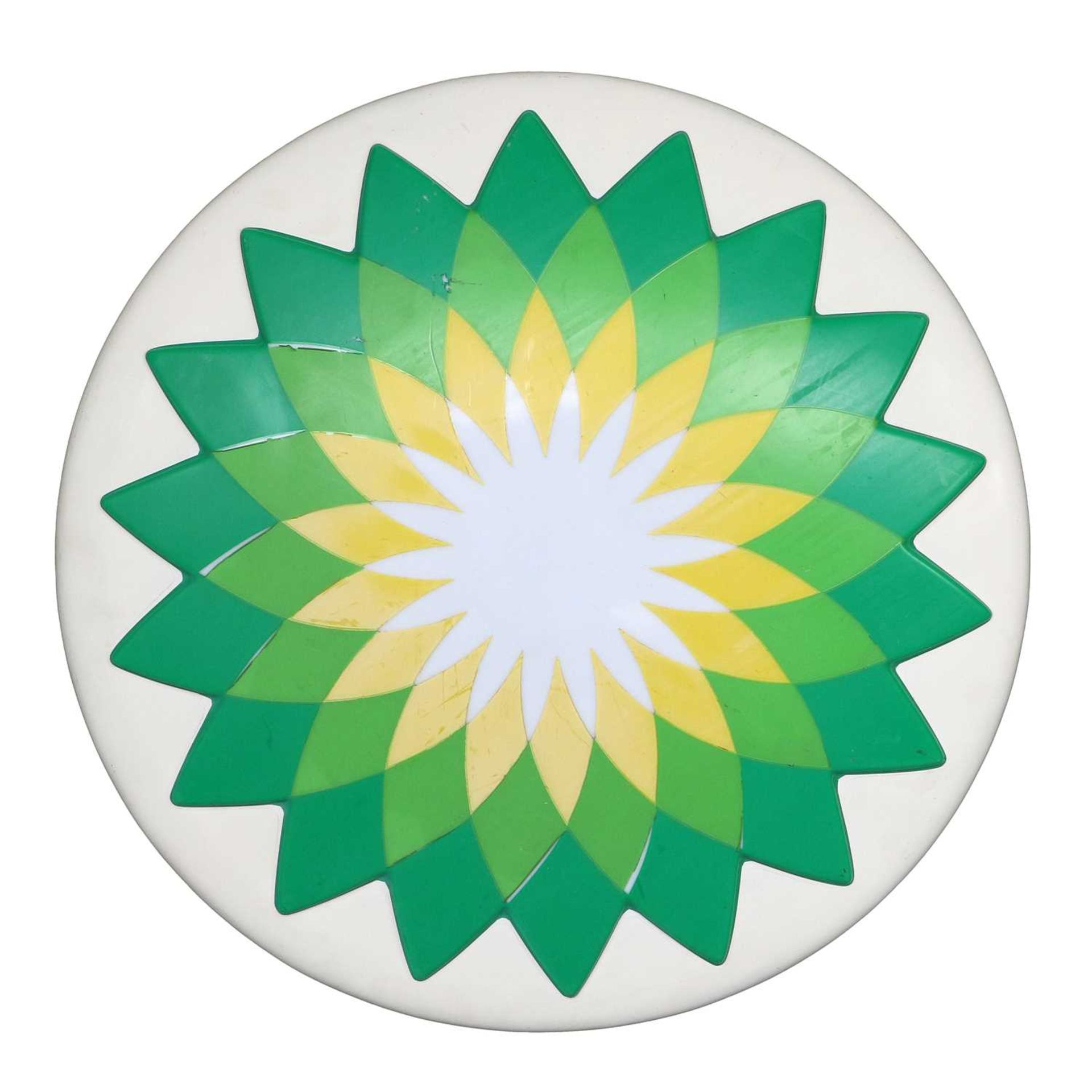 A BP Green, White and Yellow Circular Advertising Sign74cm diameter