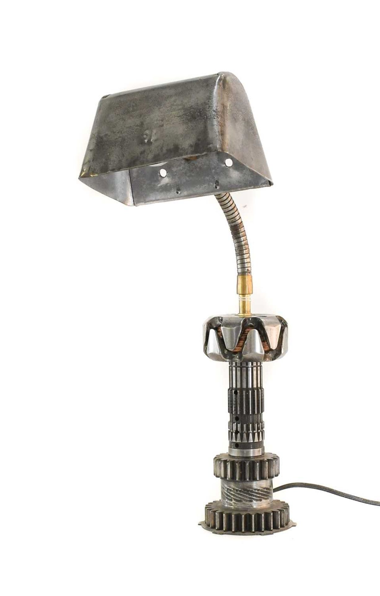 Karl-Hugo Mars: An Adjustable Table Lamp, late 20th century, constructed from car parts, with copper