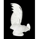 Lalique, French, A Coq Nain Glass Car Mascot, with a frosted and clear glass body in the form of a