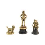 A Solid Brass John Bull Motor Car Radiator Mascot, modelled as a figure wearing a Union Jack, top