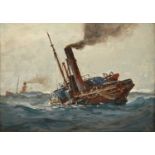 Ernest Dade (1864-1935) “The Old Paddle Trawler, Flying Sylph” Signed, inscribed verso, oil on