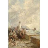 Stephen Frank Wasley (1848-1934) Fisherfolk on the pier Signed and dated (18)93, oil on canvas, 89.