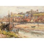 Rowland Henry Hill (1873-1952) Whitby Abbey and Castle from the Estuary Signed and dated 1952?,