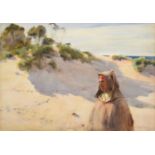 John Spence Ingall (1850-1936)Cloaked figure on sand dunes Signed and dated 1901, 33cm by 47cm