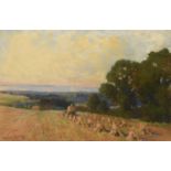 Ernest Higgins Rigg (1868-1947)Landscape with corn stooksSigned, pastel, 30cm by 45.5cm