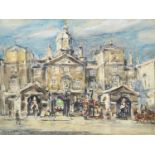 Rowland Henry Hill (1872-1952)HorseguardsSigned (twice), mixed media, 23.5cm by 31.5cmExhibited: T B