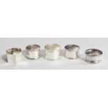 Four Various Silver Napkin-Rings, two by Stephen Atkinson, One Sheffield, 1962 and one Maker's