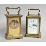 A Brass Striking Carriage Clock, circa 1890, 14cm high over handle, twin barrel movement with a