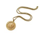 A 9 Carat Gold St Christopher Pendant on A 9 Carat Gold Chain, pendant length 2.7cm, chain length