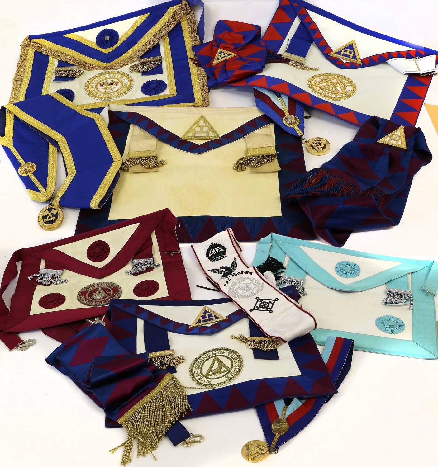 A Quantity of Masonic Regalia to North and East Riding of Yorkshire, Master Mark Craft apron,