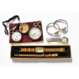 A Lady's Fob Watch with case stamped 18k, A Lady's Silver Fob Watch, An Open Faced Pocket Watch with