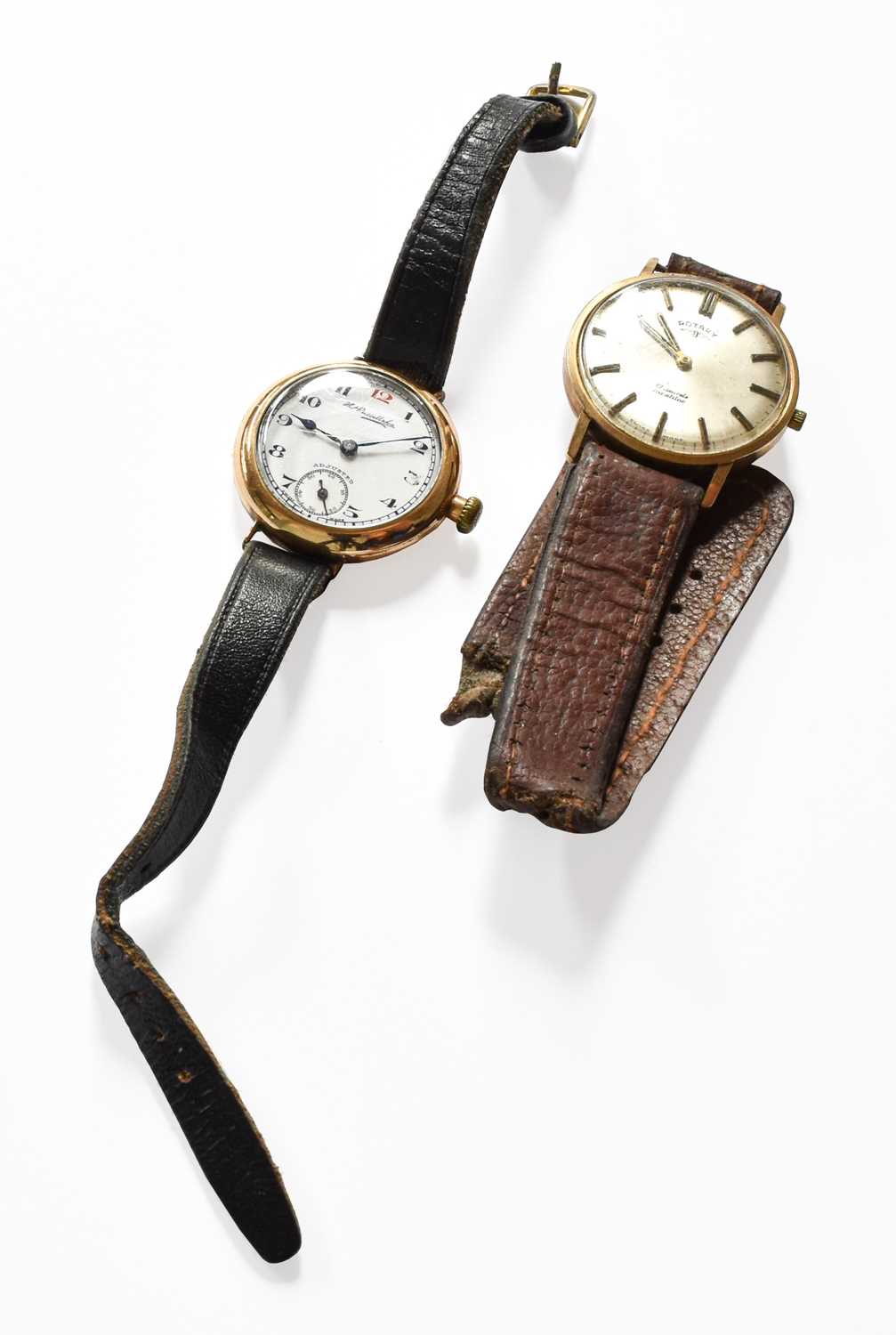 A 9 carat Gold Rotary Wristwatch, and a gold-plated enamel dial wristwatch