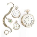 A Nickel Plated Open Faced Pocket Watch, open-faced pocket watch, lady's fob watch, case stamped