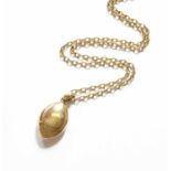 A Locket on Chain, the oval locket suspended from a plain polished bale, on a trace link chain,