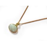 An Opal and Diamond Pendant on Chain, pendant length 2.1cm, chain length 45.8cmThe pendant is in