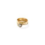 A 22 Carat Gold Band Ring, conjoined to A Diamond Solitaire Ring, stamped '18CT', finger size LGross