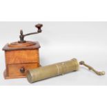 A 19th century Fruitwood Coffee Grinder and a brass example (2)