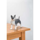 Lawson C Rudge (Junior): A Slipcast Raku Sculpture, standing Bull Terrier, signed, 38cm long 28cm