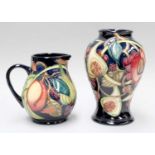 A Modern Moorcroft Queens Choice Pattern Vase, designed by Emma Bossons, 16cm high and a Jug,