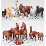 Beswick Horses, including: 'Black Beauty' & 'Foal', 'Rearing Cob', 'Swish Tail Horse', and various