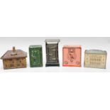 Five Tinplate Novelty Money Boxes