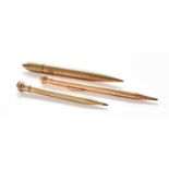 Two Gold Propelling Pencils and a Gold Plated Propelling Pencil, each of typical form (3)