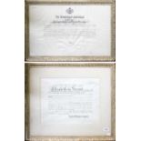 HM Queen Elizabeth the Second, Two certificate relating to the appointment of George Douglas Dow