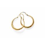 A Pair of 18 Carat Gold Hoop Earrings, with hook fittings, length 3.1cmGross weight 9.3 grams.
