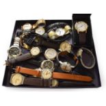 A selection of wristwatches consisting of two Seiko Kinetic wristwatches, two Seiko 5 automatic