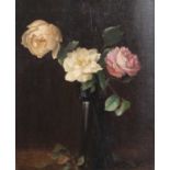 Manner of Stuart Park (1862-1933) Still life of roses in a glass vase Oil on panel, 37cm by 29.5cm