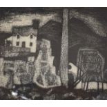 George Chapman (1908-1993)"House on Rocks" (1951)Signed, etching and aquatint, 21.5cm by 24cm
