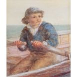 James Drummond RSA (1816-1877)Boy in rowing boatSigned and dated (18)70, watercolour, together