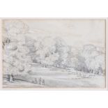 Attributed to Francis Wyndham, Lady Burrell (1789-1848)Petworth Park Pencil sketch heightened with