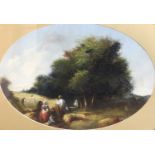 British School, 19th Century Family group harvesting Oil on canvas; together with two works by WJ