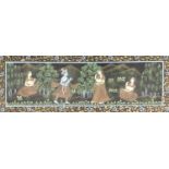 Persian School (19th century)Dignitary and attendants in a garden setting, within a trailing