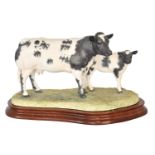 Border Fine Arts 'Belgian Blue Cow and Calf' (Style One), model No.B0590 by Ray Ayres, limited