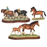 Border Fine Arts Horse Models Comprising: 'Coming Home', (Two Heavy Horses), model No. JH9A, on wood