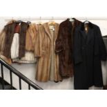 Assorted Fur Jackets and Coats, comprising a silver fox fur jacket, fur gilet, gents wool overcoat