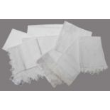 Assorted White Linen and Table Linen, comprising tea cloths with crochet trims and floral