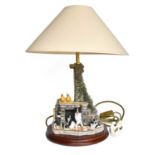 Border Fine Arts Table Lamp 'Jock's Pride' (Sheepdog and Pups), model No. A3327, on wood base On