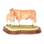 Border Fine Arts 'Blonde D'Aquitaine Cow and Calf', model No. B0353 by Kirsty Armstrong, limited