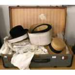 Assorted 19th Century and Later Childrens and Baby Costumes, straw boater, black bowler hat,