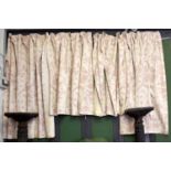 Three pairs of Laura Ashley Cream and Pale Pink Floral Curtains, with pelmets, lines, 2prs - 274cm w