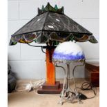 An Art Nouveau Table Lamp, modern, with cloud glass shade, in the Daum taste; together with