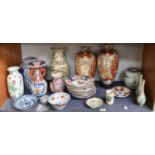 A Collection of Asian Art, including a pair of Japanese Meiji period cloisonne bottle vases, Imari