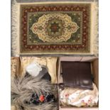 Assorted Costume Accessories, comprising a Chinese cream silk floral embroidered shawl, another in